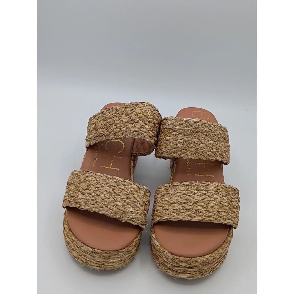 Beach by Matisse Women Seaview Tan 7M Woven Raffia Platform Sandals